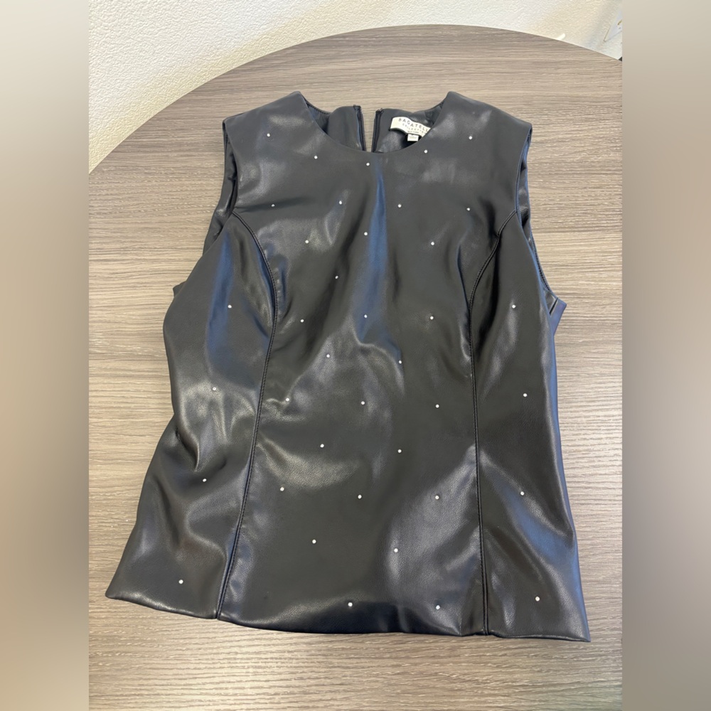 Faux Leather Rhinestone S Top